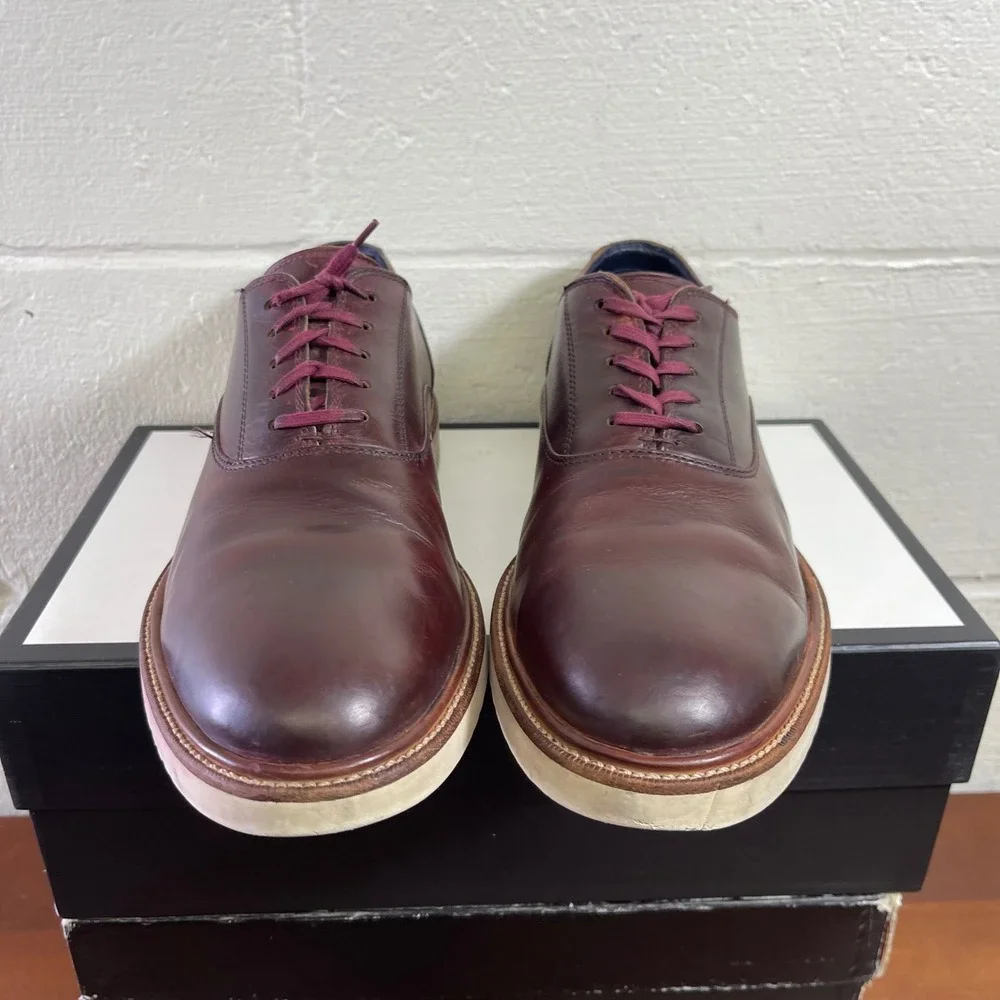 Cole Haan Brown Leather Plain Toe Casual Oxford Shoes Lace up Men's Size 10.5 M